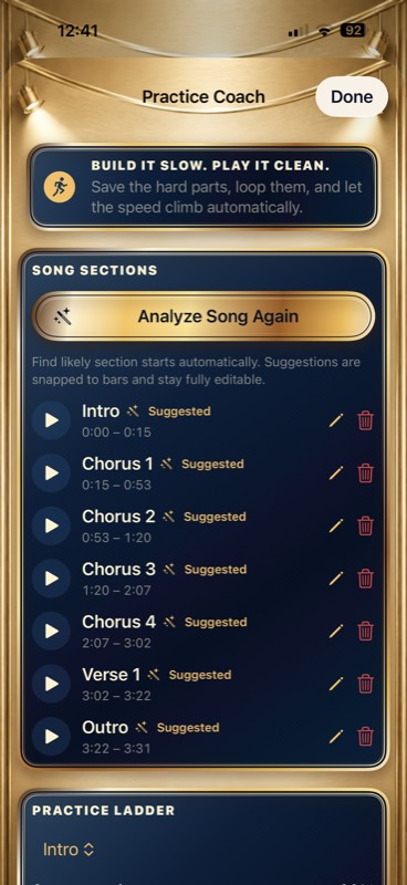 Practice Coach on iPhone