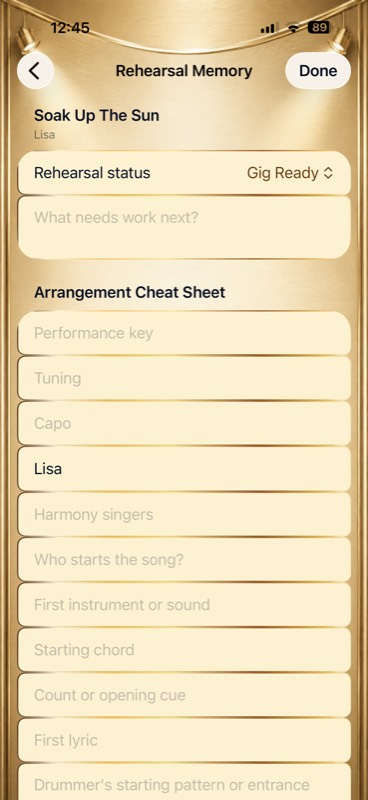 Rehearsal Memory on iPhone