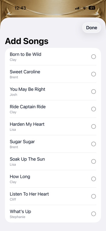 Select songs to add on iPhone