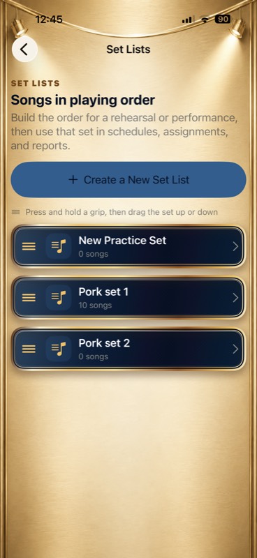 Set Lists on iPhone