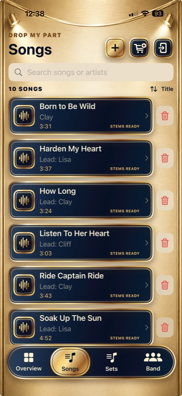 Songs library on iPhone